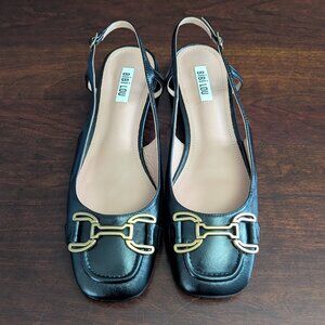 Anthropologie BiBi Lou Womens Sz 41 Black Slingback Flats Pumps Horsebit Shoes